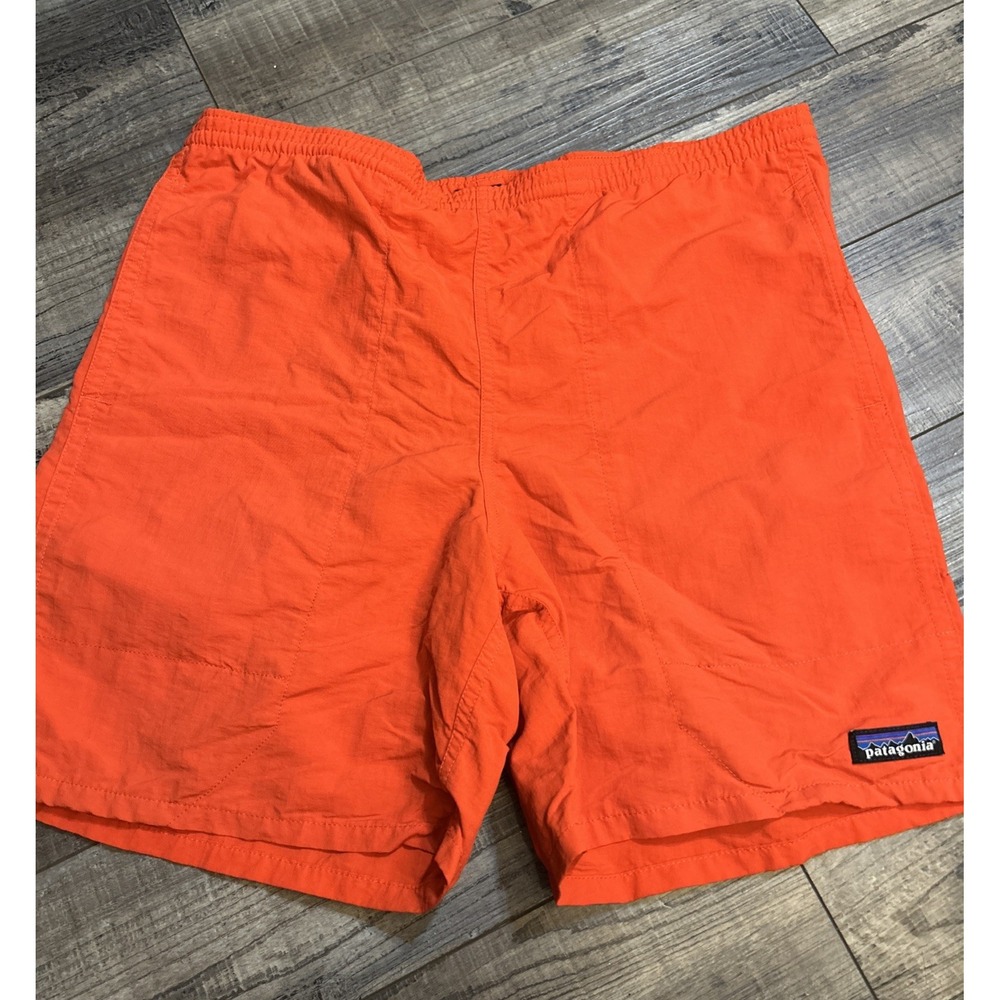Patagonia Mens Size XS red swim trunks‎ snap pocket Shorts Orange No Lining